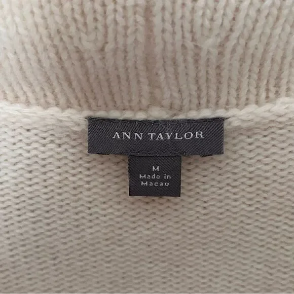 Ann Taylor Ivory Angora Wool-Blend Button Front Cardigan With Collar Size Medium - Picture 3 of 8